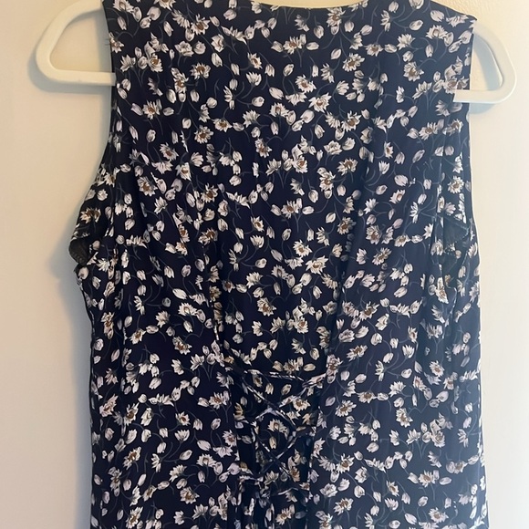 Vintage 90s Floral Blue Sleeveless Dress with Corset Style Tie in Back - Picture 7 of 7